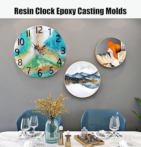 Miniatura 2 de Moldes de reloj de resina, de 1014 pulgadas, con números romanos, molde de silicona con mecanismo, reloj de resina epoxi para bricolaje, joyería,