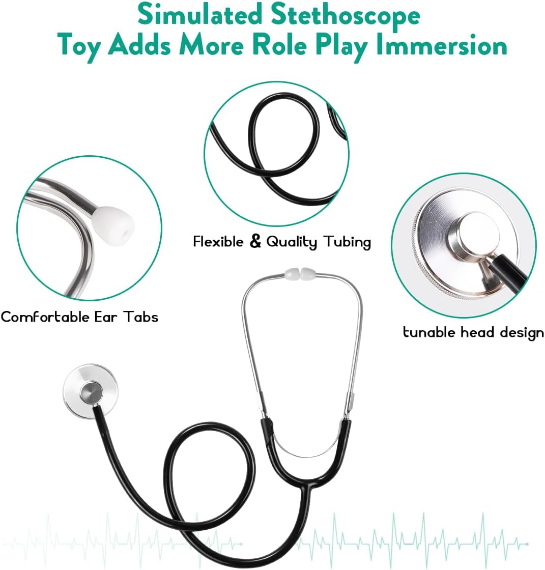 Meland Doctor Costume for Girls - Kids Scrubs with Lab Coat & Carry Bag, Doctor Dress Up for Halloween, Career Day Role Play - Image 3