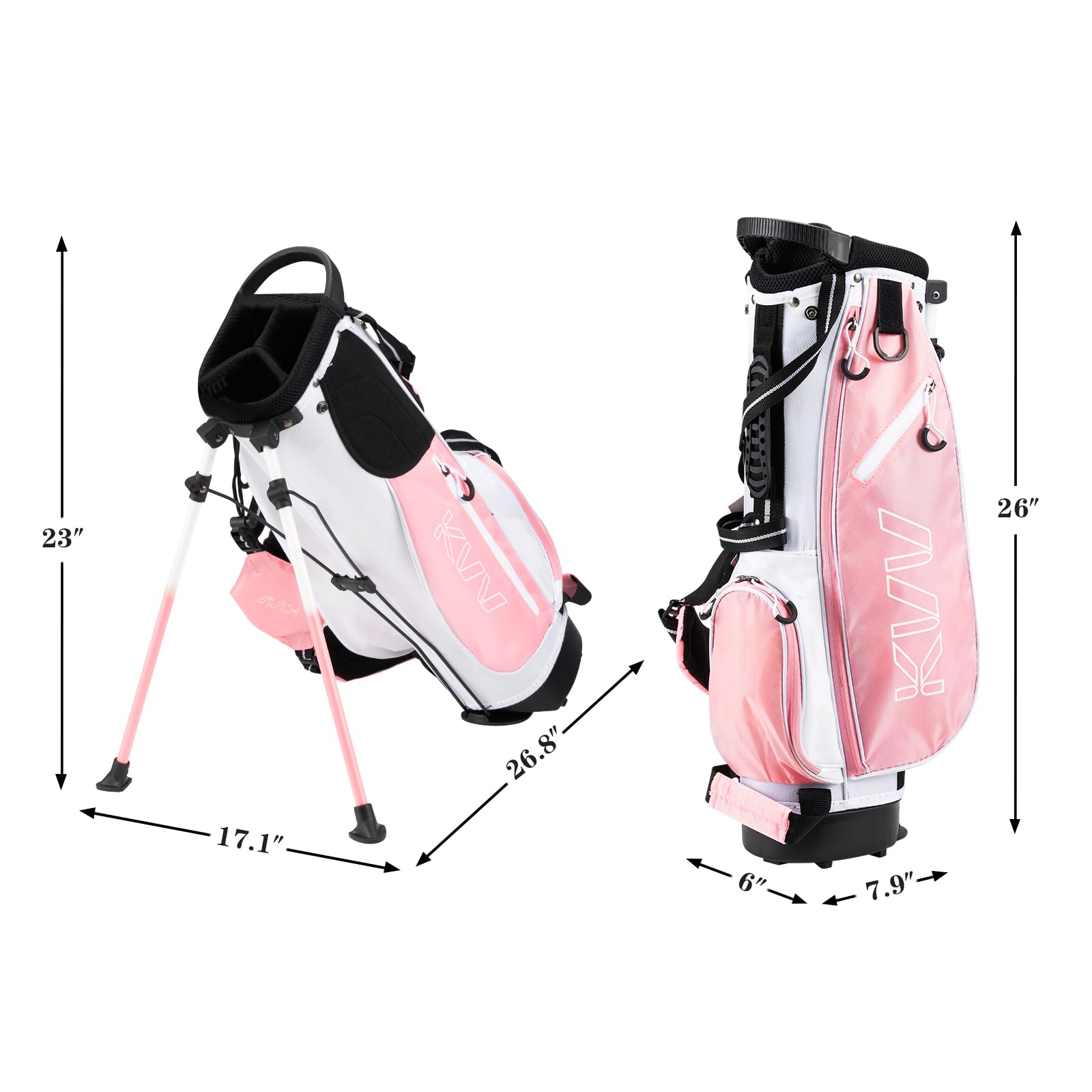 KVV Junior Golf-Standtasche, leichte Golftasche für Kinder im Alter von 5–7/8–10/11–13 Jahren