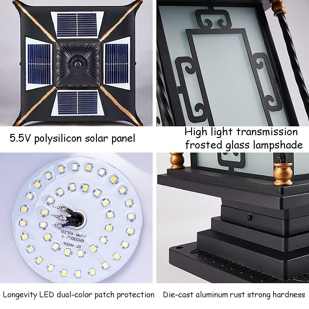 Światła słupkowe na zewnątrz, lampy ogrodowe, oświetlenie tarasu, lampy solarne na zewnątrz, solarne światła słupkowe, 2 tryby światła LED, szkło wodoodporne, na ogrodzenie ogrodowe, patio, drewniane słupki, ciepła biel, zimna biel (kolor: A, rozmiar