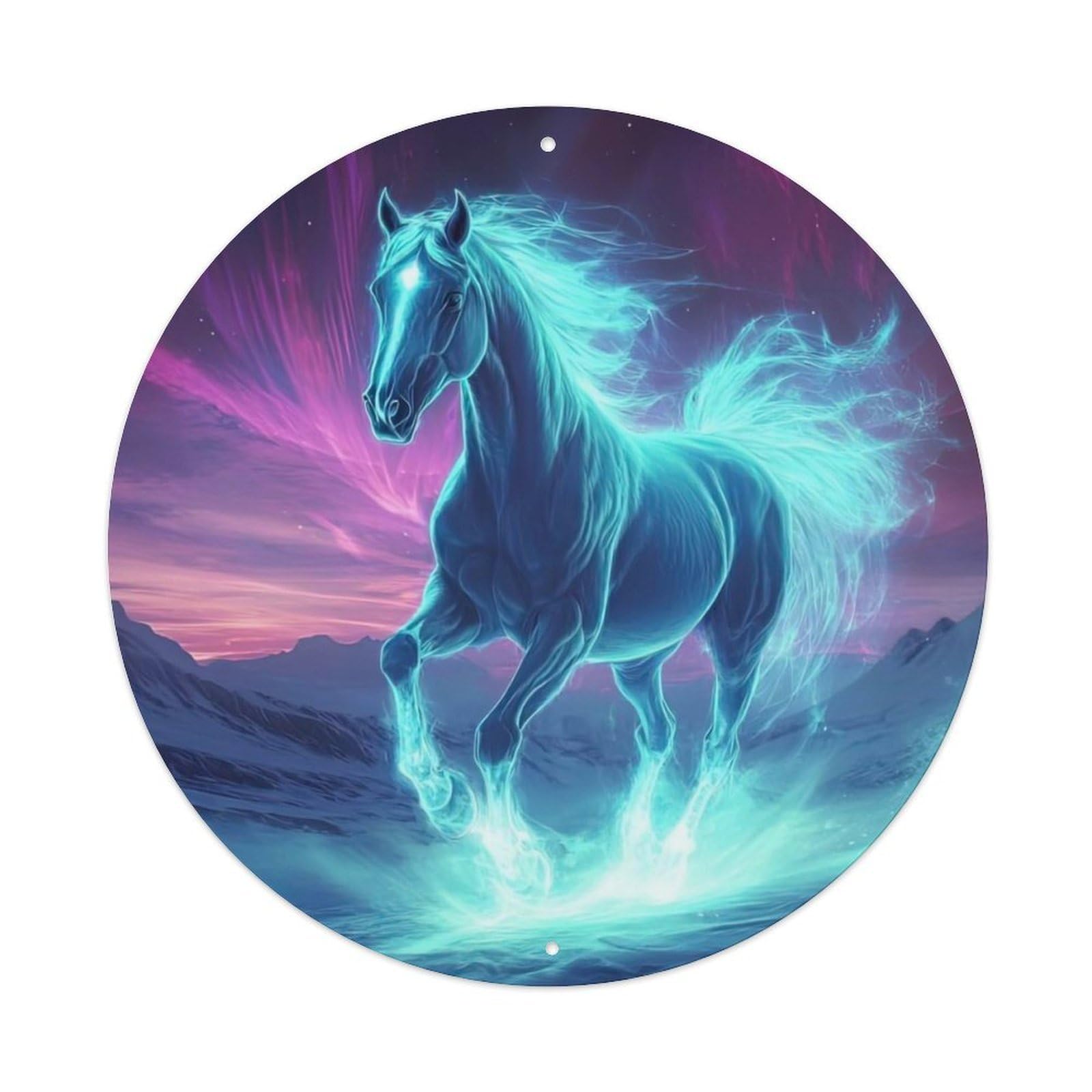 Animal Glowing Horse Artwork Vintage Metal Tin Sign Plaque Wall Decor for Cafe, Club Bar, Office, Garden Metal Poster 8x8Inch