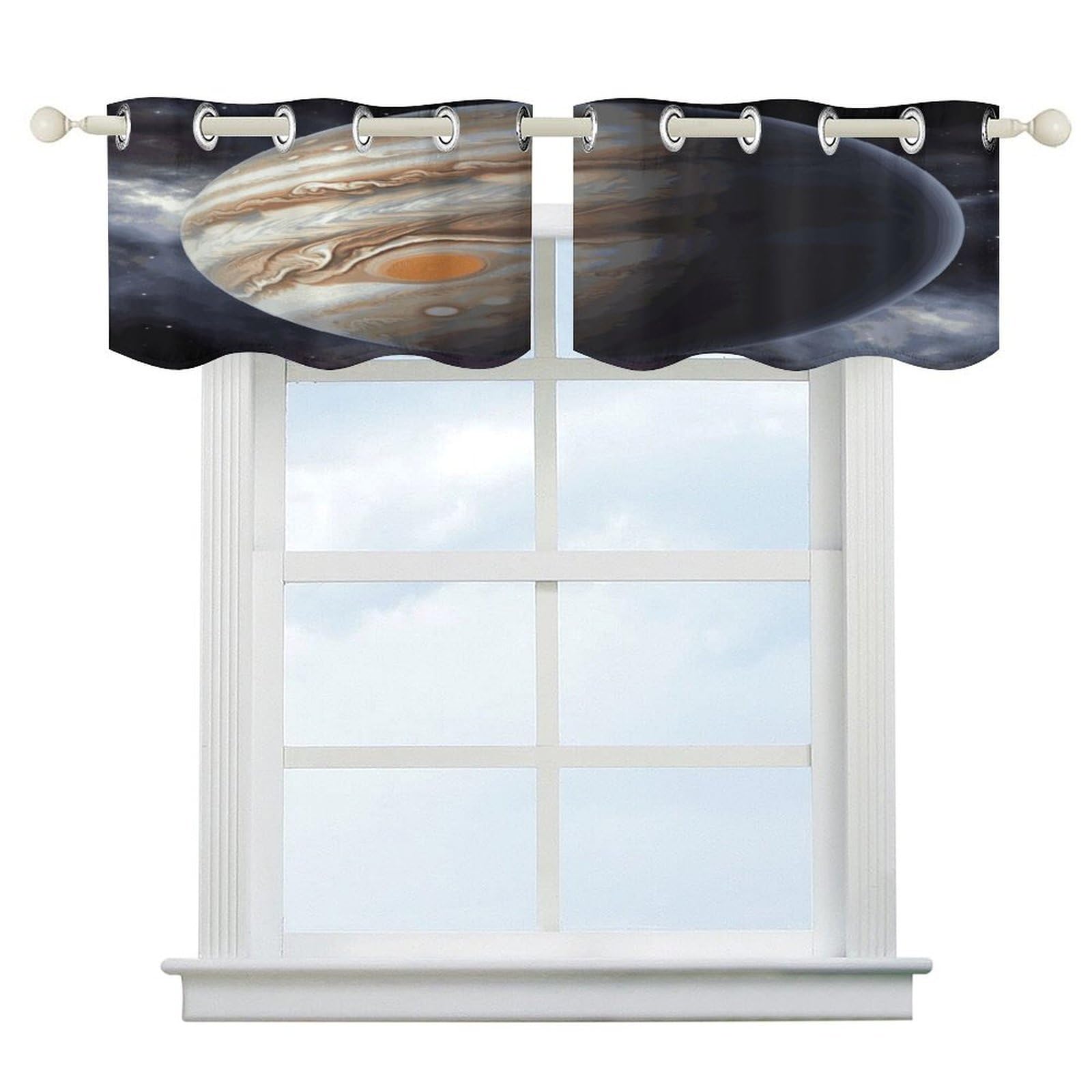 Fekiloot Style Jupiter Landscape Short Curtains Valance Curtain