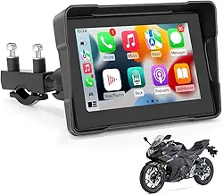 Multimídia para Motocicletas, Multimídia Para Moto, Tela Sensível Ao Toque de 5'' IPS 1080P, Conexão sem Fio, Suporte para Carplay Moto