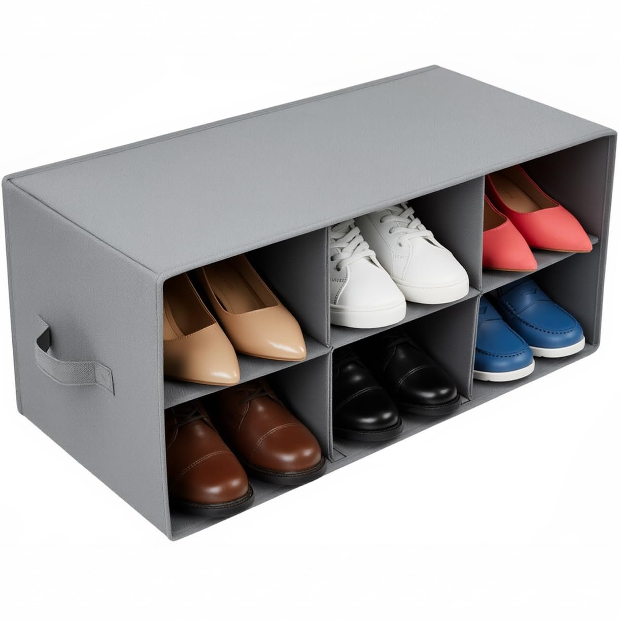 Sorbus Shoe Organizer Bin, 6 Section Cubby Shoe Shelves, Foldable Portable Detachable Closet Organizer Storage for Home Organization-image-18