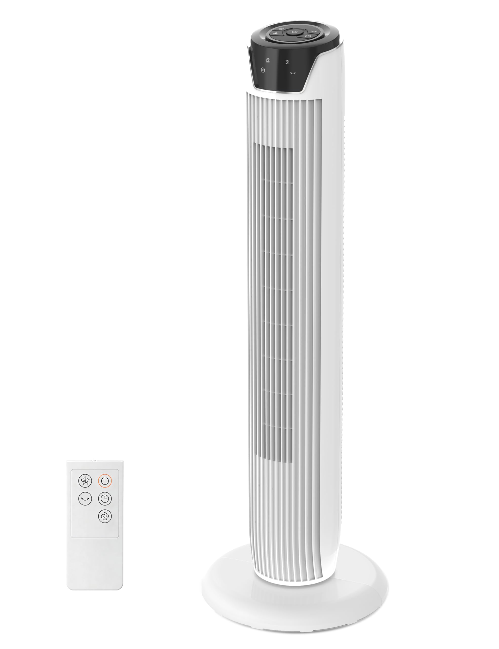 Midea FZ10-17JR(WH) Turmventilator Leise mit Fernbedienung 92CM, mobiler Lüfter,Ventilator Säulenventilator,7 Stunden Timer,3 Modi,3 Geschwindigkeiten,45W Standventilator, Weiß