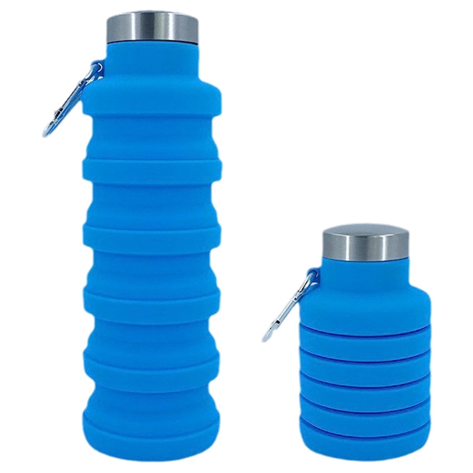 TSLBW Silicone Foldable Water Bottle 500ml Capacity Leakproof Collapsible Water Bottle BPA Free Silicone Cycling Bottles Portable Folding Sport Water Cup for Gym Outdoor Travel Hiking (Azure)