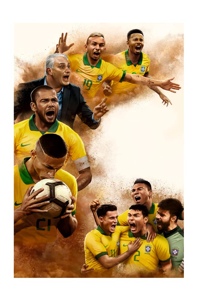 Akki WoldAkki Wold Brazil National Team Football Poster for Kids Room, Bedroom, Living Room, (Multicolor, Size -30Cm X 45Cm)