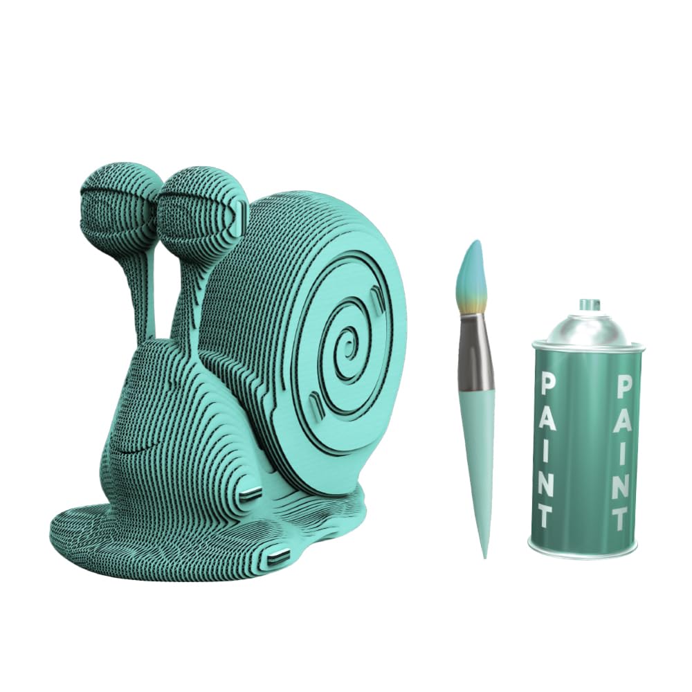 Escargot Puzzle 3D en Carton – Maquette à Monter | 121 Pièces, 20 × 16 × 10 cm – Kit Sculpture DIY à Peindre, Matériaux Recyclés, Ados & Adultes, Idée Cadeau Déco