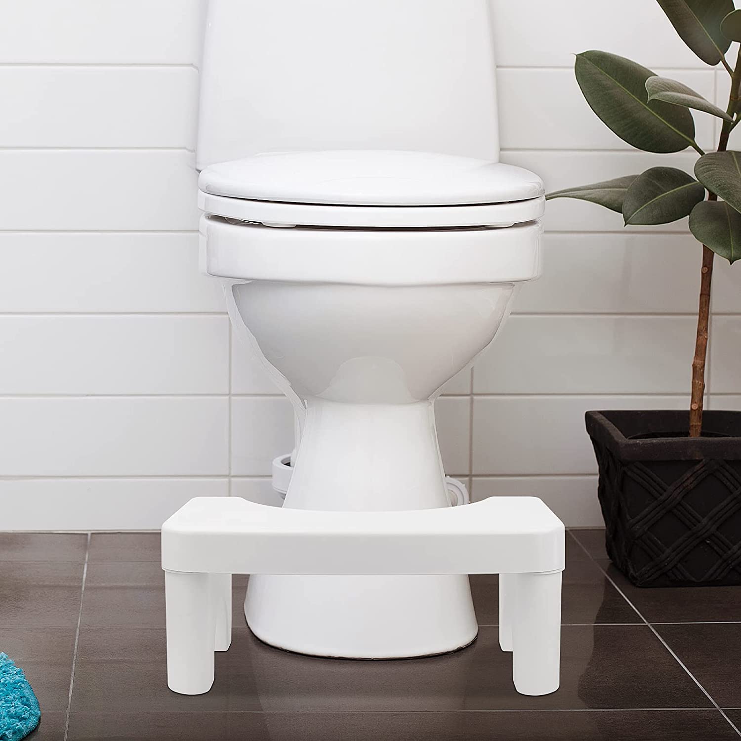Hasfu Squatting Toilet Stool, 7 Inch Potty Bathroom Poop Stool for Adults and Children, White