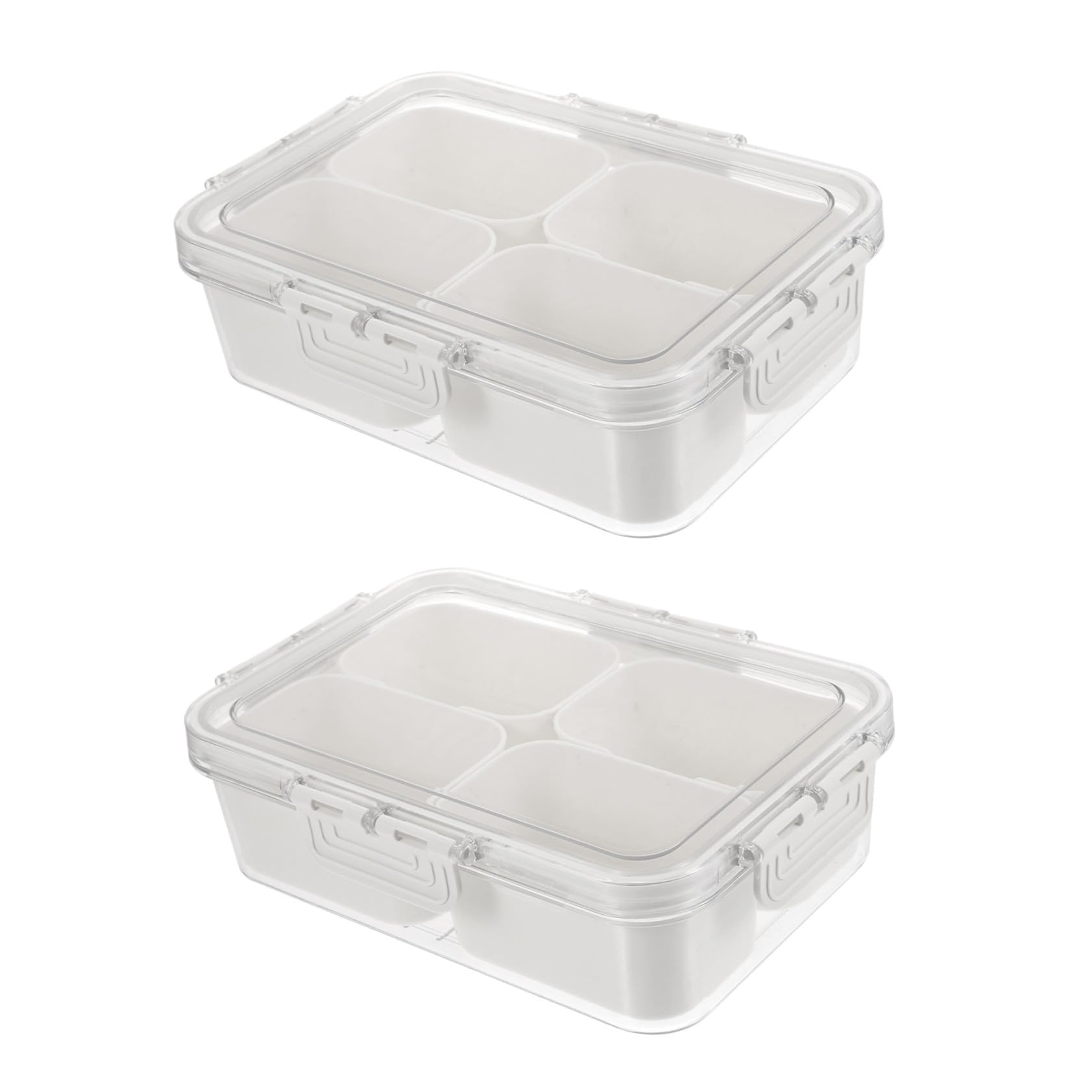 Zerodeko 2 Stücke Snackbox mit Fächern Transparenter Tragbarer Gewürz Snackbehälter mit Abnehmbarem Deckel Vielseitige Aufbewahrung für Nüsse Früchte Gewürze für Party Picknick Reise