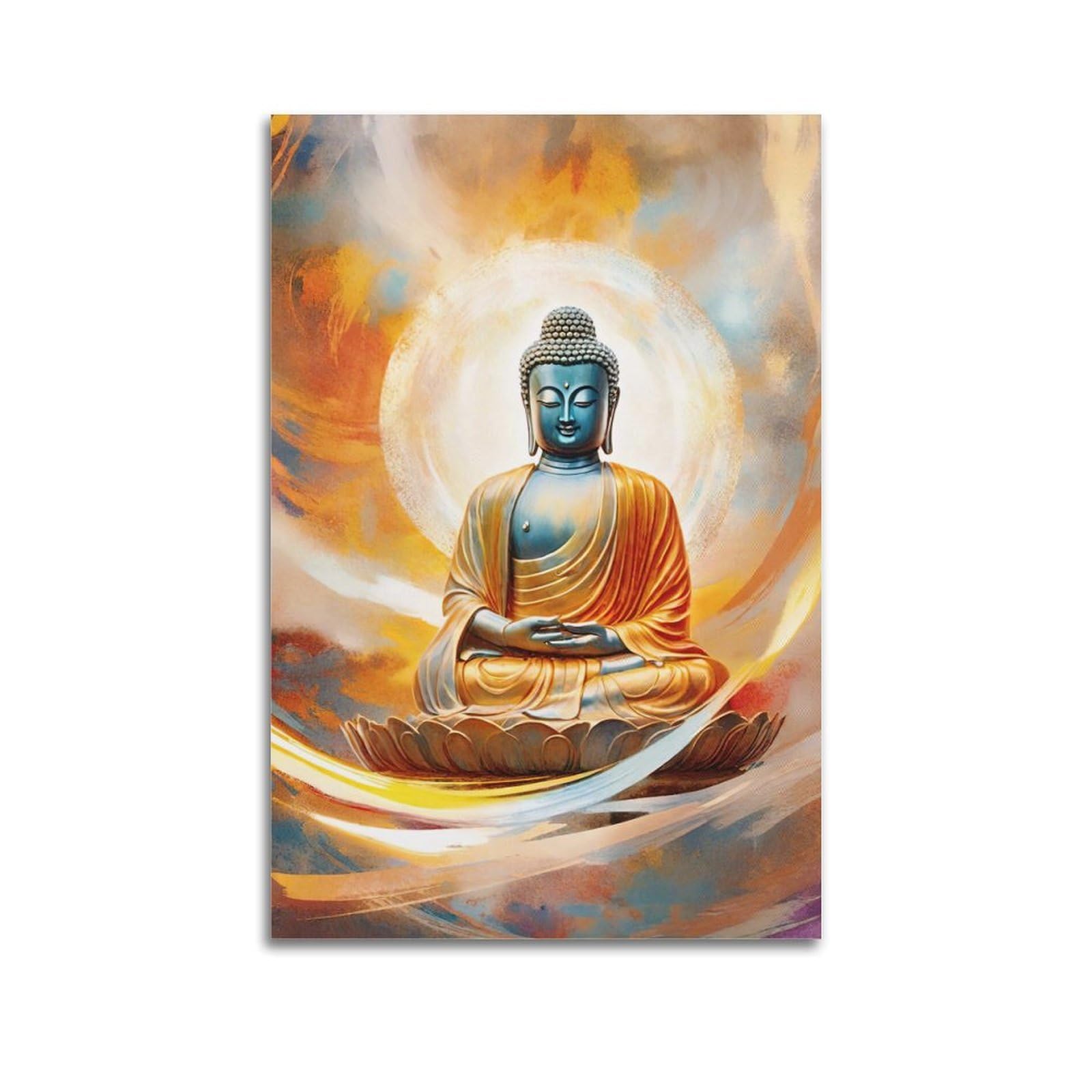 XKUGA Indian Buddhism Poster Spiritual Sacred Buddha Venerable Modern Decorative Canvas Prints - Ideal Wall Art for Family, Man Cave, Game Room, Boys & Girls Bedroom 20x30inch(50x75cm)