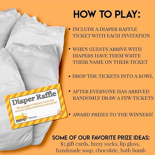 Miniatura 8 de Amanda Creation Baby Under Construction - Rifa de pañales para baby shower, 20 tarjetas de inserción de doble cara de 2 x 3 pulgadas para juegos,