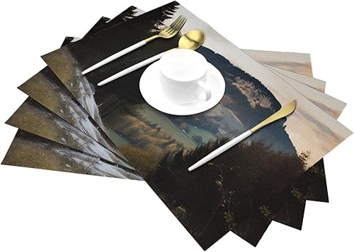 Miniatura 6 de 6 PCS PVC Placemats Set Place Mats Hill Non-Slip Weave Place Mats 12" x 18" Farmhouse Table Mat Set for Family Dinners Wedding Parties