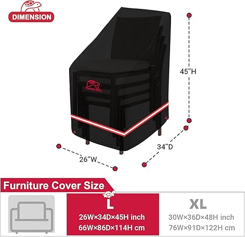 Miniatura 2 de Funda para silla apilable de patio, resistente al agua, para muebles de exterior, para 4-8 sillas, funda antidecoloración para silla de taburete de