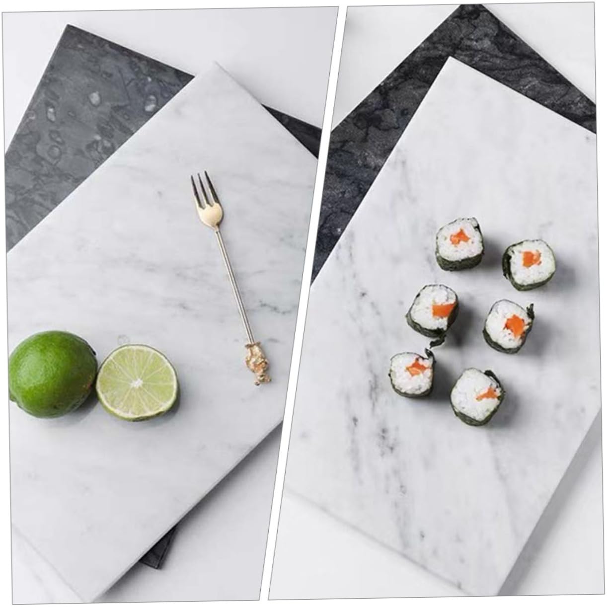 Veemoon Planche à Découper en Marbre Blanc Non Adhérente Odeur, Plateau Multifonction Cuisine et Pâtisserie, Design Nordique Élégant pour Rangement Maison