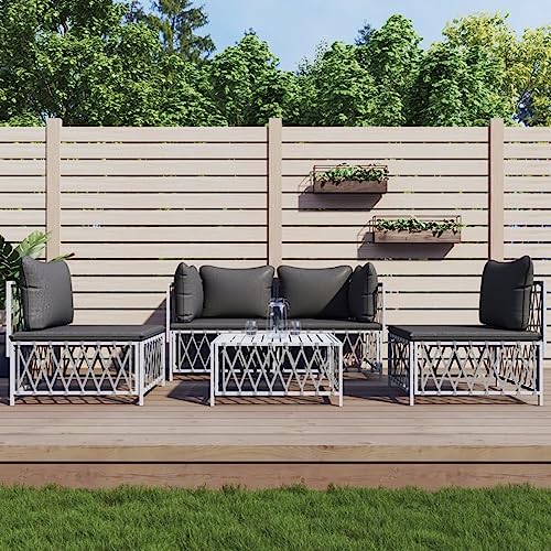 Ensemble de meubles de jardin 5 pièces acier blanc LAPOOH avec coussins de confort premium
