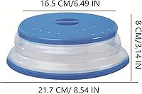 Vista 2 de Cubierta plegable para salpicaduras de microondas, cubierta de placa de microondas con ventilación de vapor (8.5 pulgadas, azul)