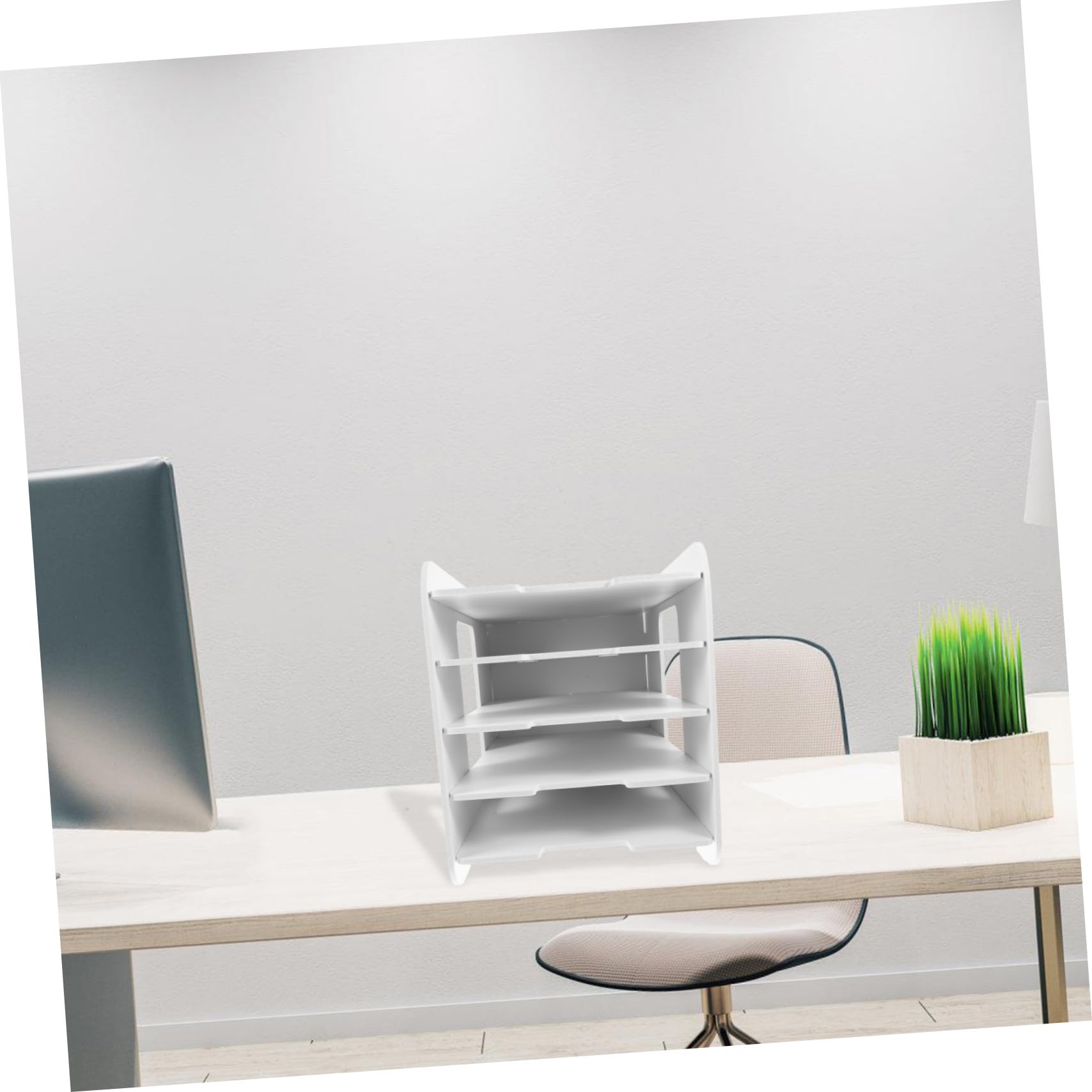 Archivador blanco de 5 niveles, soporte para documentos de escritorio y exhibición de folletos para papeles A4, perfecto para soluciones de almacenamiento en la oficina y el hogar