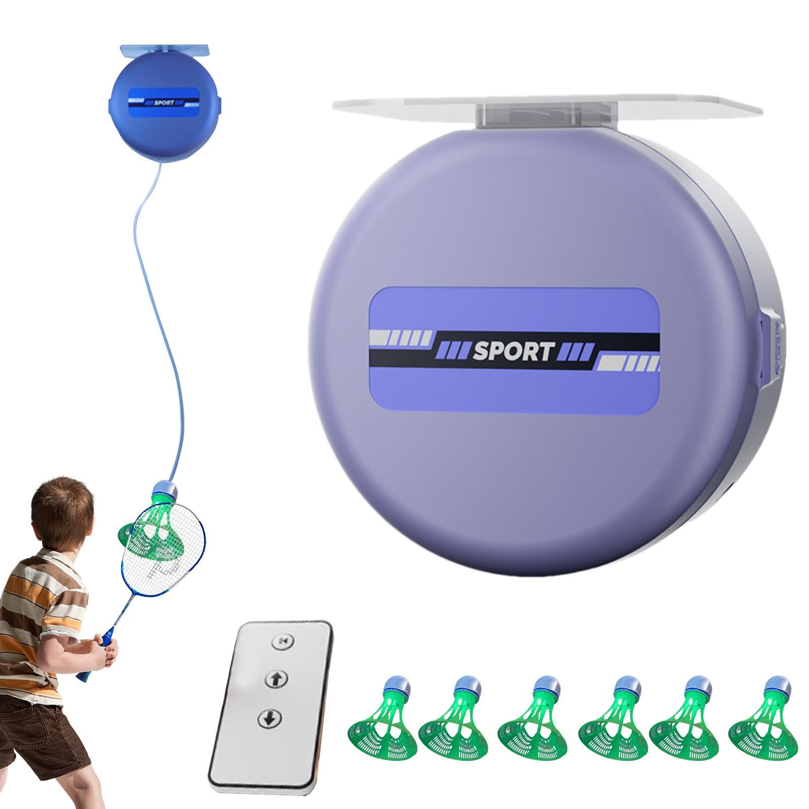 Badminton Rebound Training Automatico Rebound Badminton Trainer - Addestratore per badminton regolabile | Attrezzatura per allenamento Badminton Rebound Regolabile Badminton Rebound, Attrezzatura da
