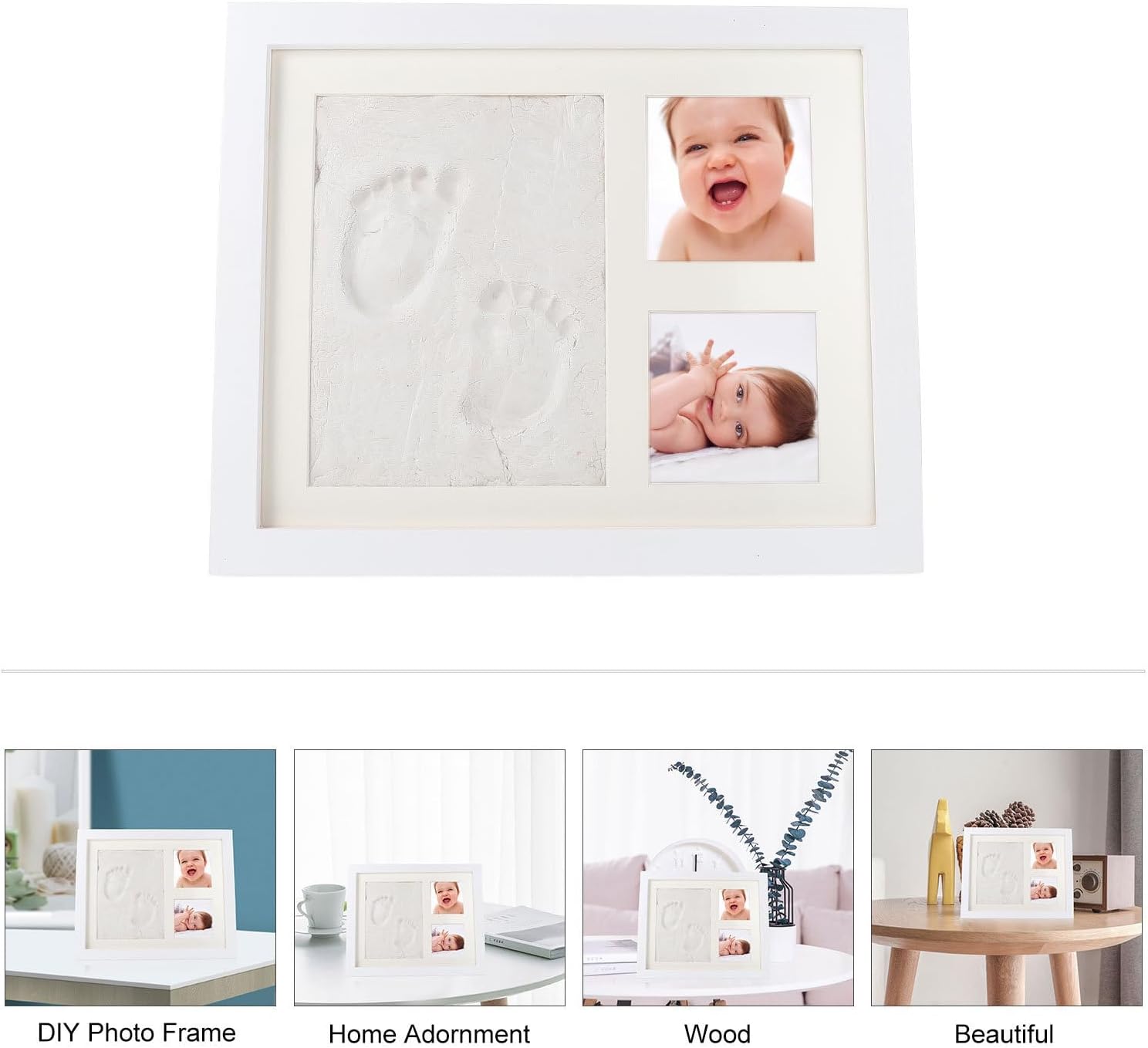 Imprint DIY Photo Frame Set with Wood and Inkpad, Wall Tabletop