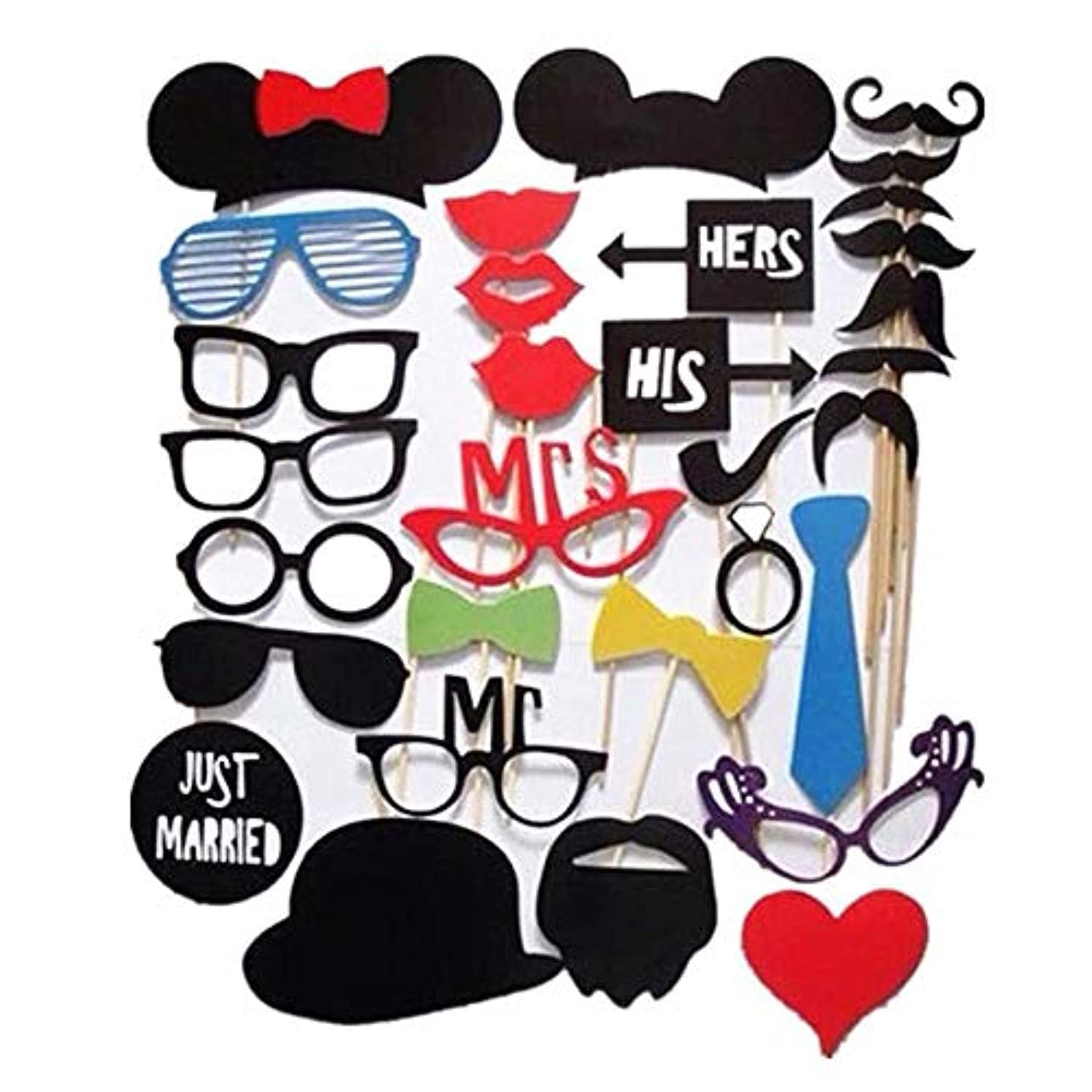 31Pcs/set DIY Photo Booth Props Set Funny Mustache Beards Red Lips Wedding Birthday Party Gifts Photobooth Prop Supplies