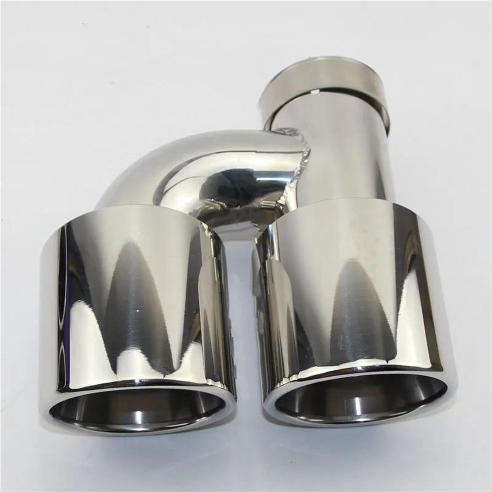Cola de Escape Accesorios Tubo Escape Acero Inoxidable Y Cara Brillante Sin Marcado Tipo H Doble Salida Borde Recto Tubo de Escape Coche(63-101MM)