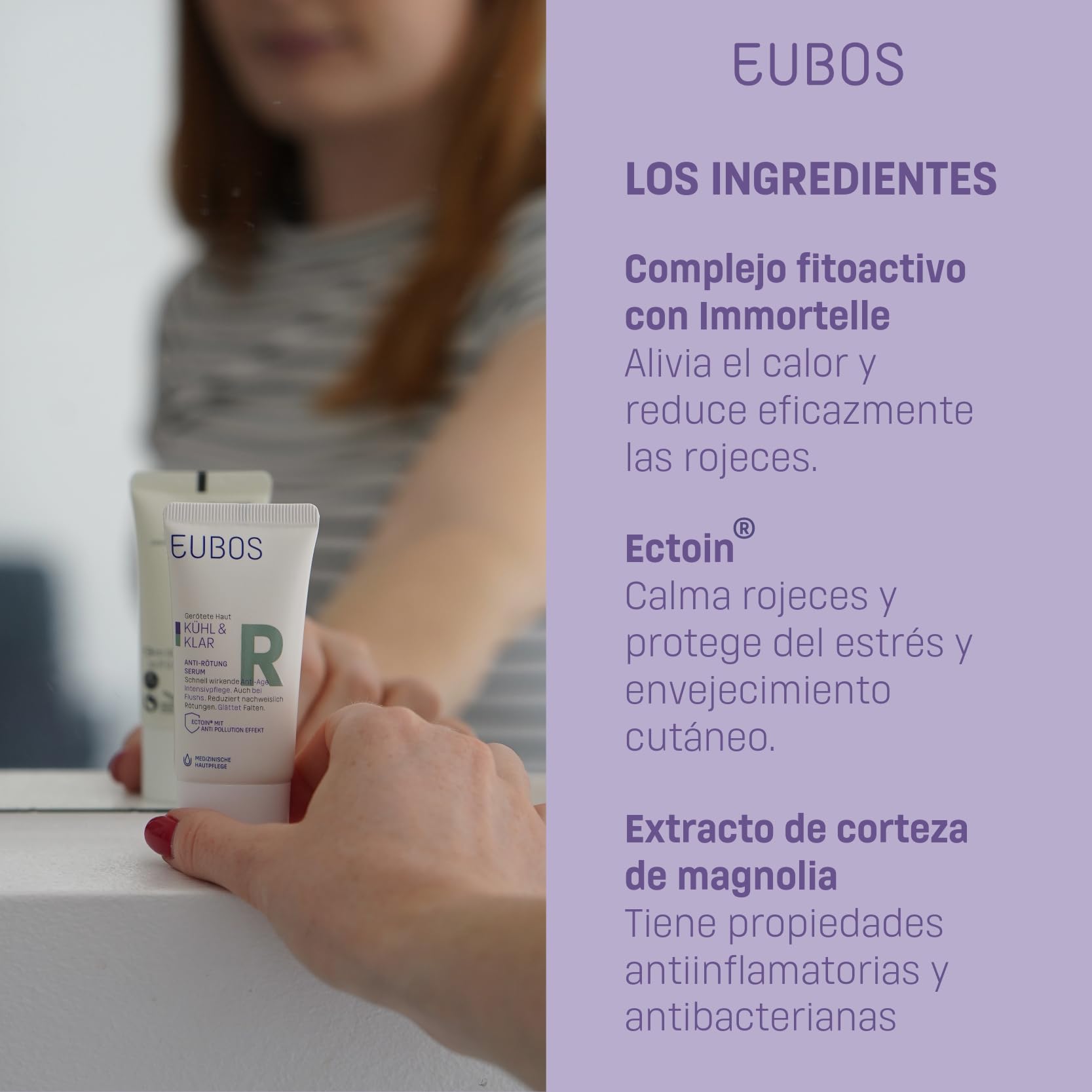 SUERO ANTIRROJECES DE EUBOS CALMA Y FRESCOR : para la rosácea y la cuperosis | Reduce las rojeces | Para los rubores | Cuidado antienvejecimiento integrado | Vegano | 30ml