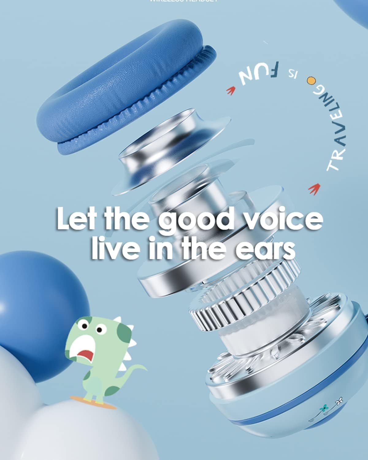 Kids Headphones with Microphone for School - Wireless Boy Girls Noise Cancelling Ear Protection Bluetooth Headphones Foldable Children Volume Limiting for iPad Kindle Airplane Travel Tablet