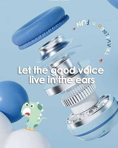 Miniatura 7 de Auriculares inalámbricos para niños con micrófono para la escuela, con cancelación de ruido, protección para los oídos, Bluetooth, plegable,