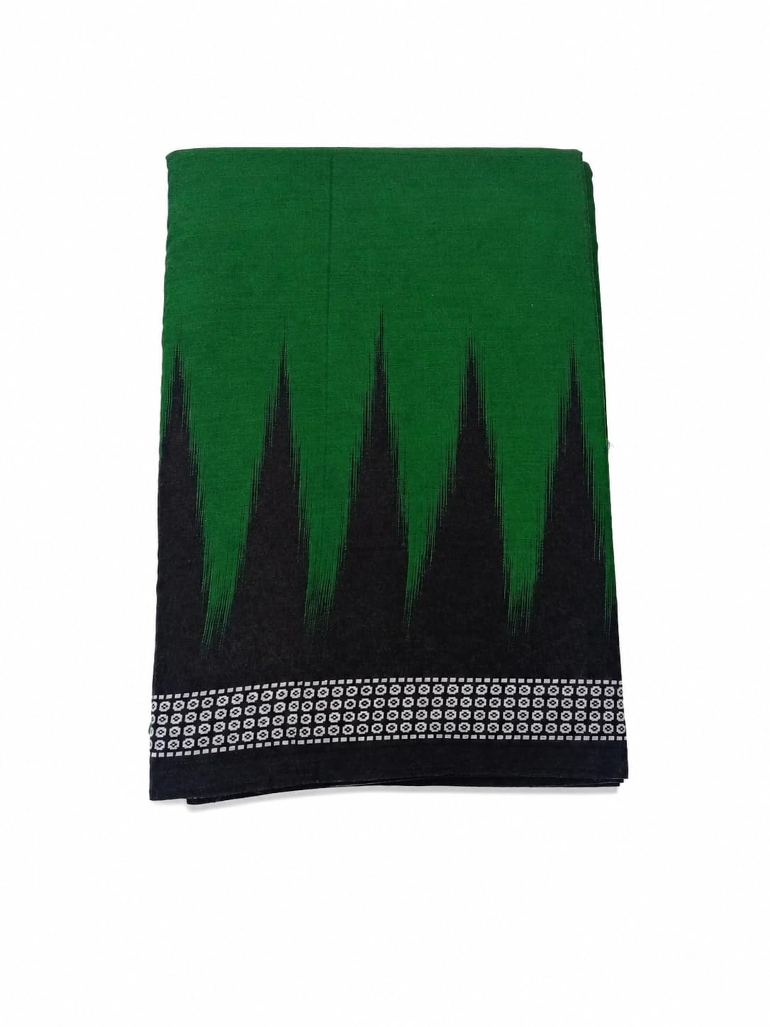 Green and Black sambalpuri Ikat Print Handloom Cotton Dhoti with Geometric Border, 5+2.5m-picture-40