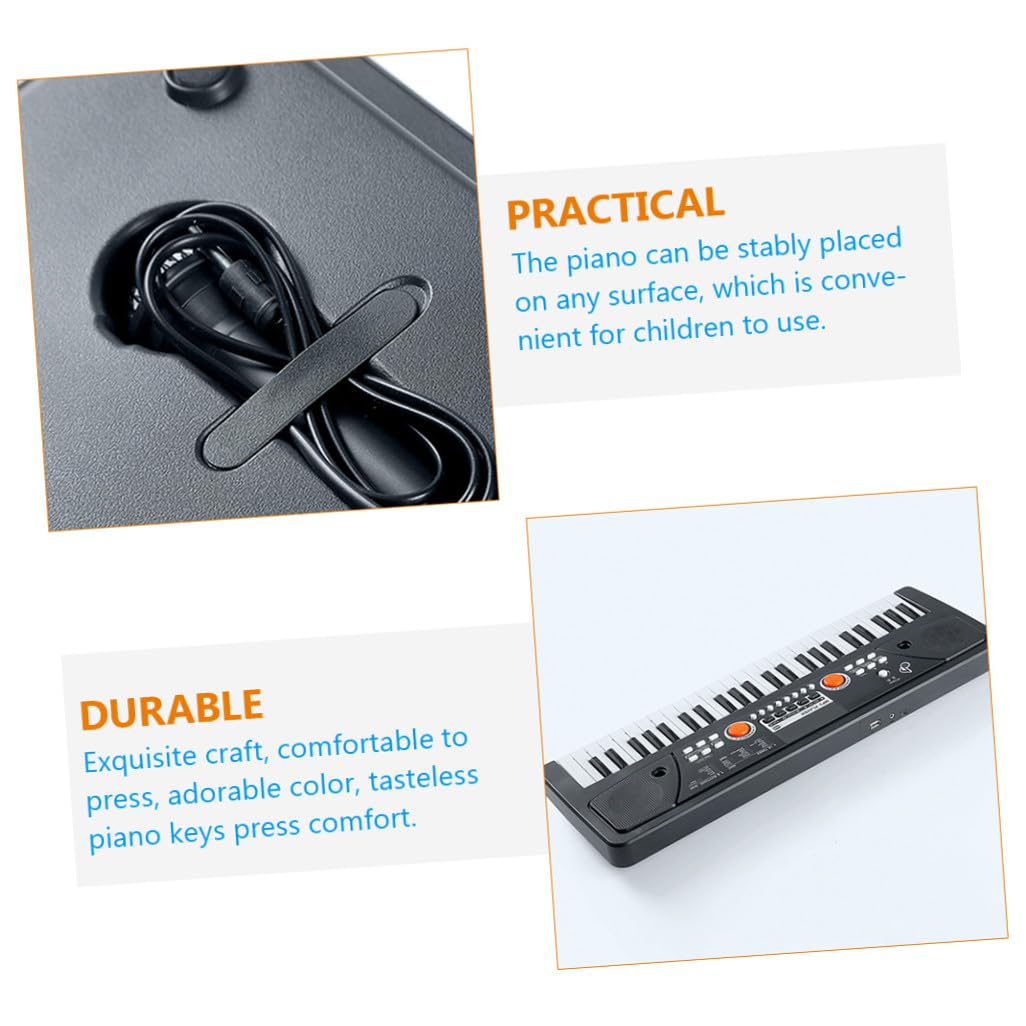 Piano Infantil de 49 Teclas de Plástico, Electrónico, Negro | Micrófono, 1 Juego, Multifuncional, para Niños, Juguete Musical de Aprendizaje