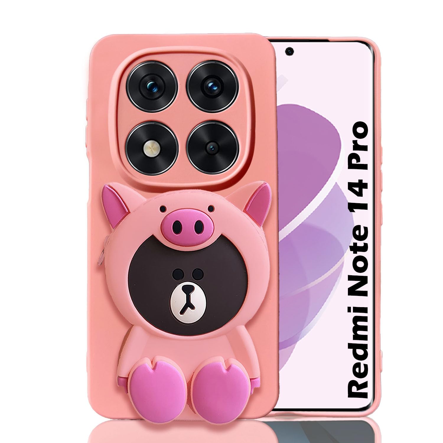 KC Back Cover for Redmi Note 14 Pro 5G Teddy Pocket Piggy Purse