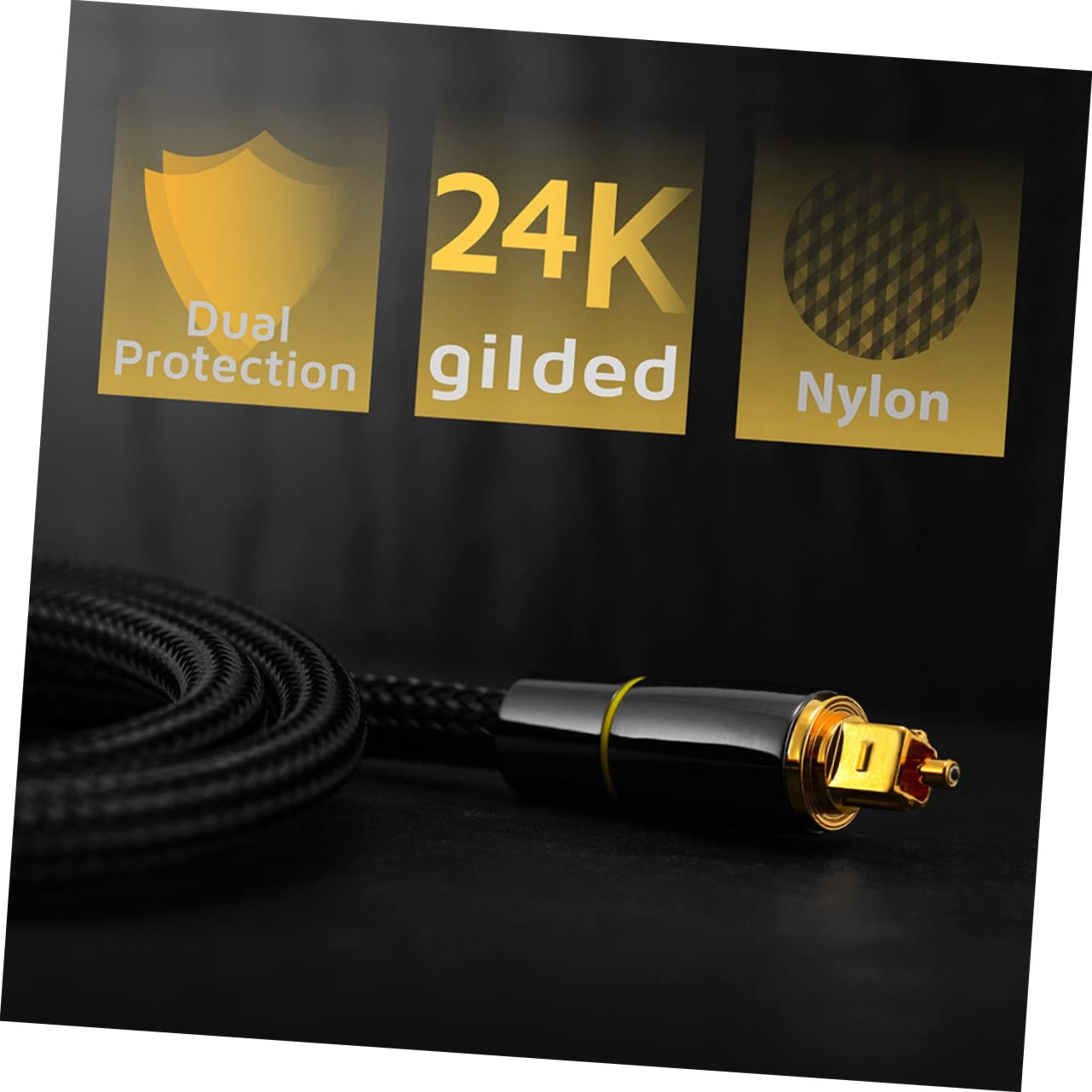 SHINEOFI Cavo Audio Ottico Digitale in Fibra 15m Nero Coperture | Trasmissione per Console, Sound Bar e Tv, Corpo Flessibile, Accessori Protettivi Inclusi