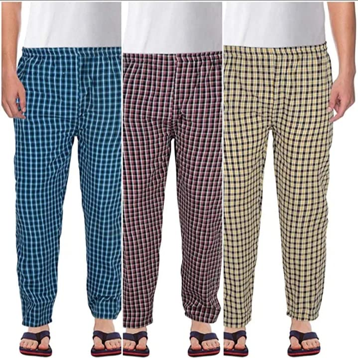 Men's Cotton Checkered Pyjama Bottom Pack of 3-image-3