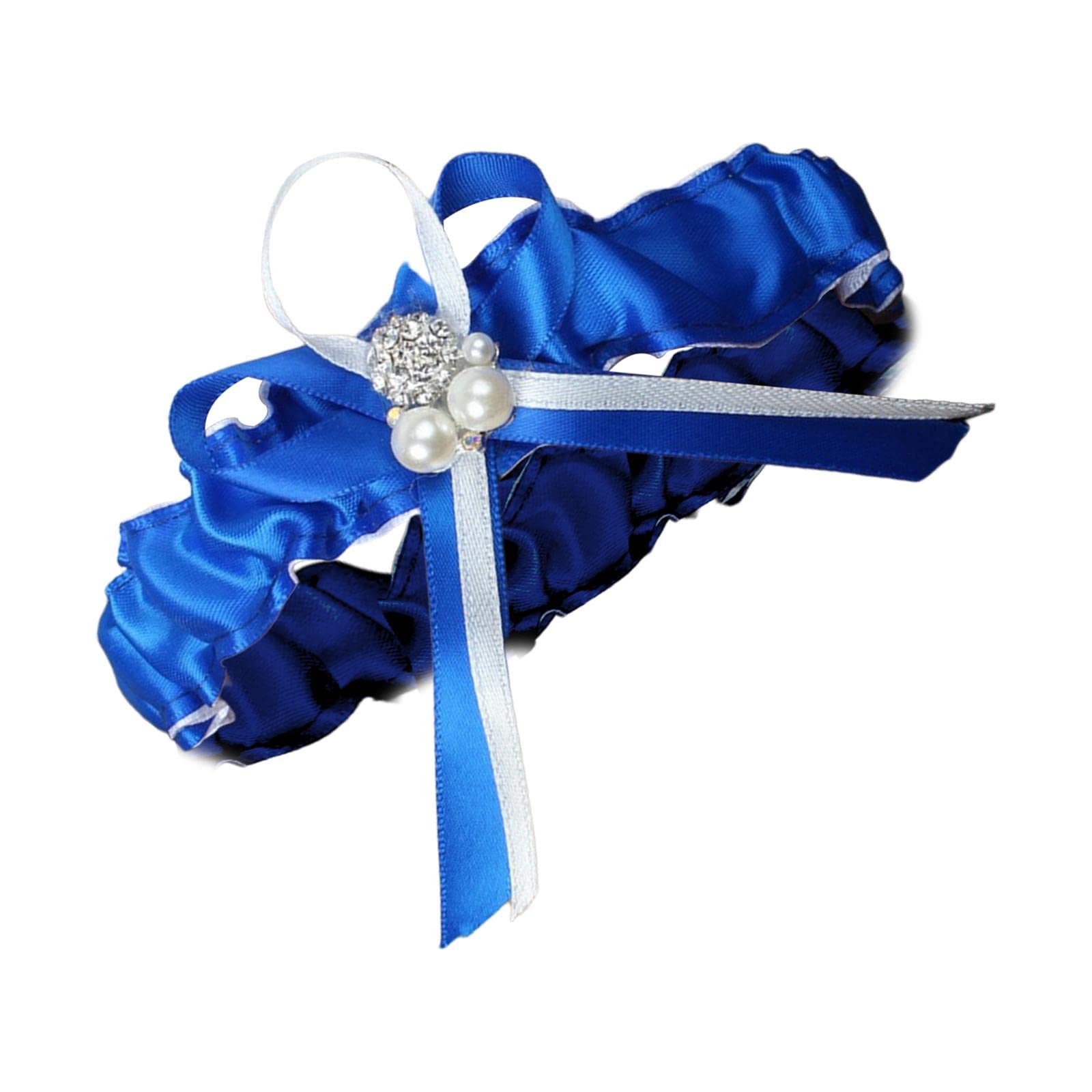 lyla Wedding Garter Bowknot Faux Pearls Garter Blue for Lady Wedding Parties M-picture-12