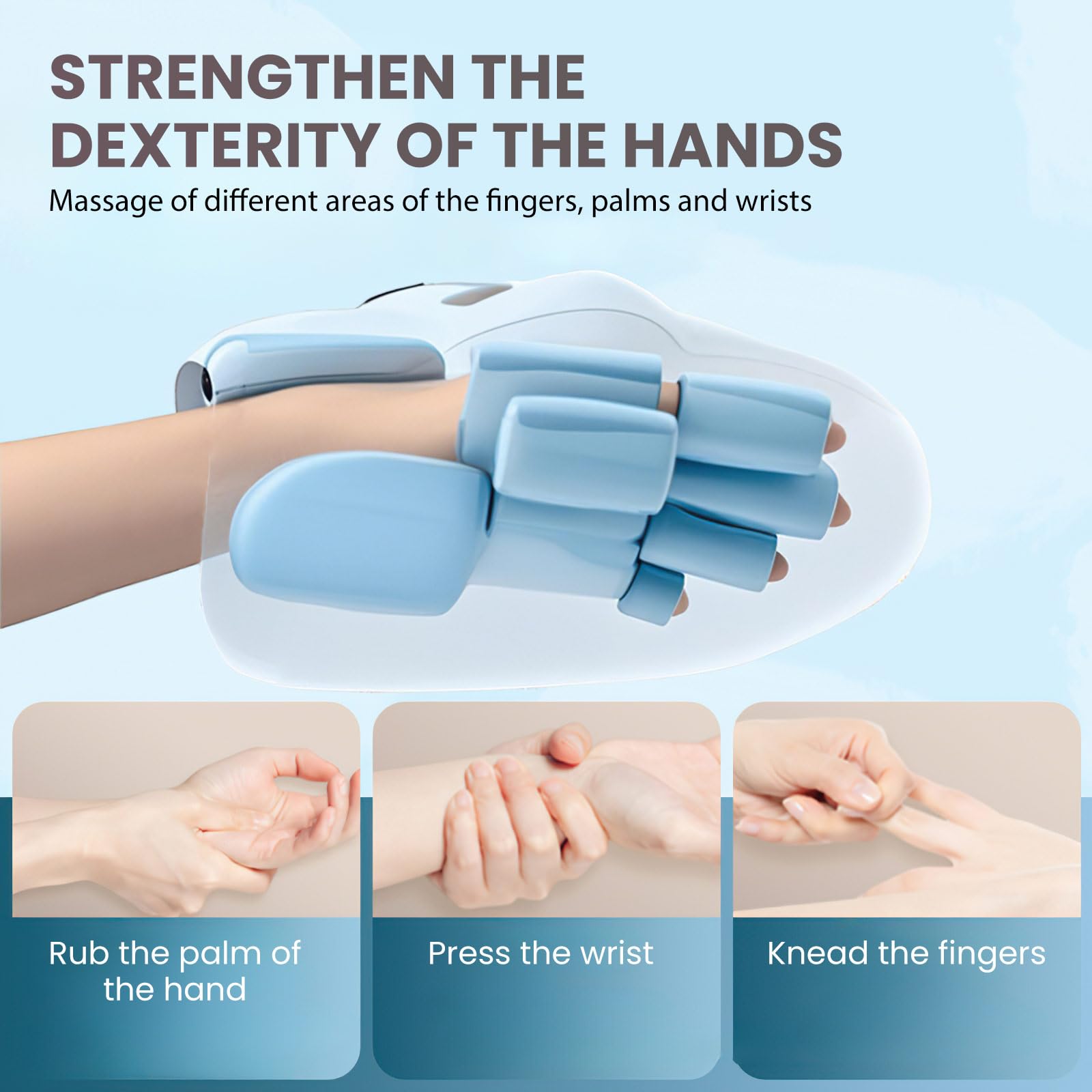 Handmassagegerät mit Thermotherapie,3 Modi,5 Intensitätsstufen,15 Minuten automatischer Timer,Wiederaufladbare Hand-Massagegerät,Wireless Elektrisches Handmassagegerät,Geschenke (1PCS)