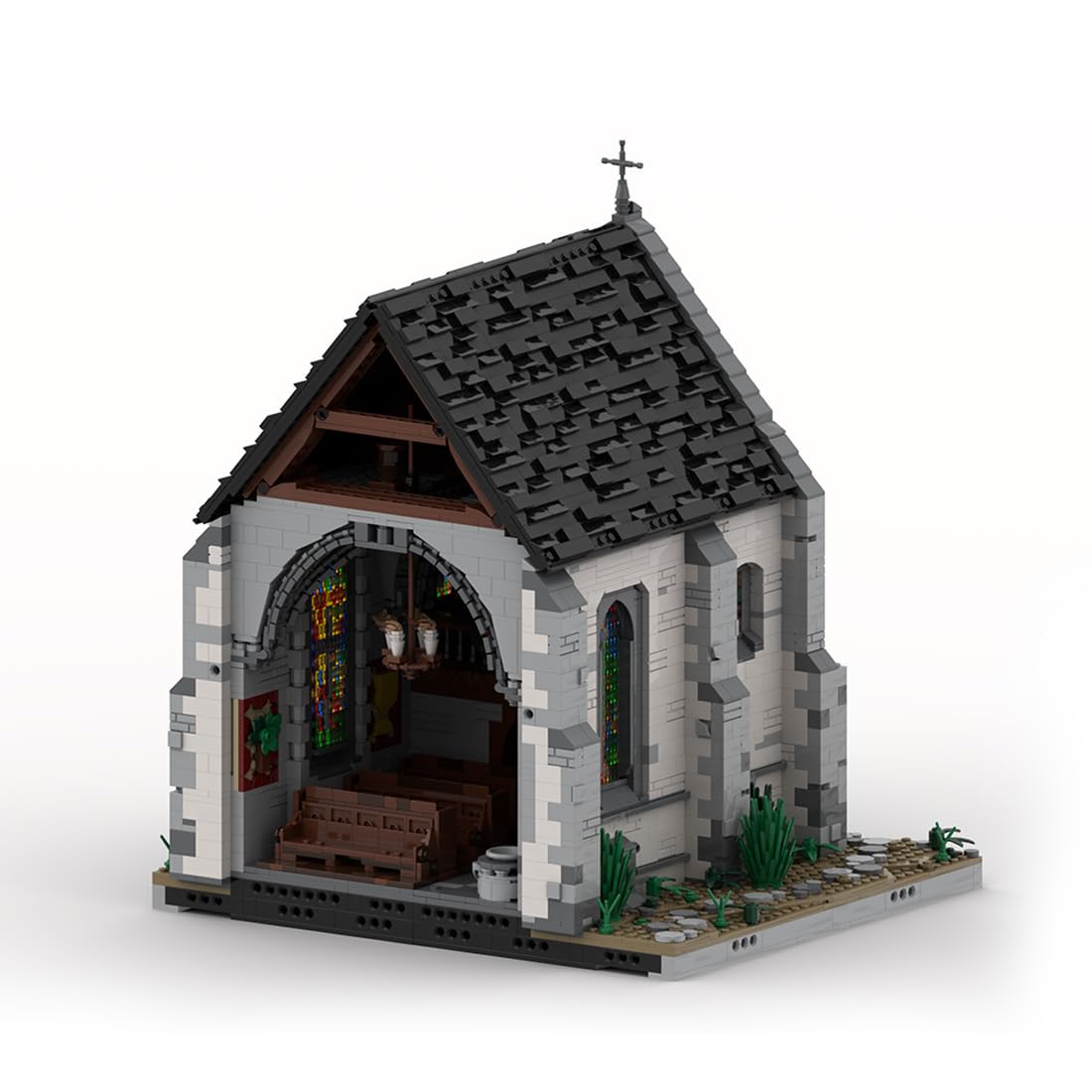 Klemmbausteine Mittelalterlicher Taylorsgreen Village Kirche Teil 1 Set, 5078 Teile Mittelalterliches Architecture Haus Gebäude Set