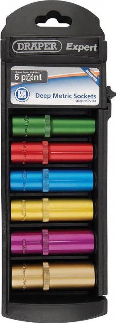 Draper Steckschlüssel-Set 6-teilig – 1/2 Zoll Antrieb, 6-kant Tief, Metrisch 13–18 Mm
