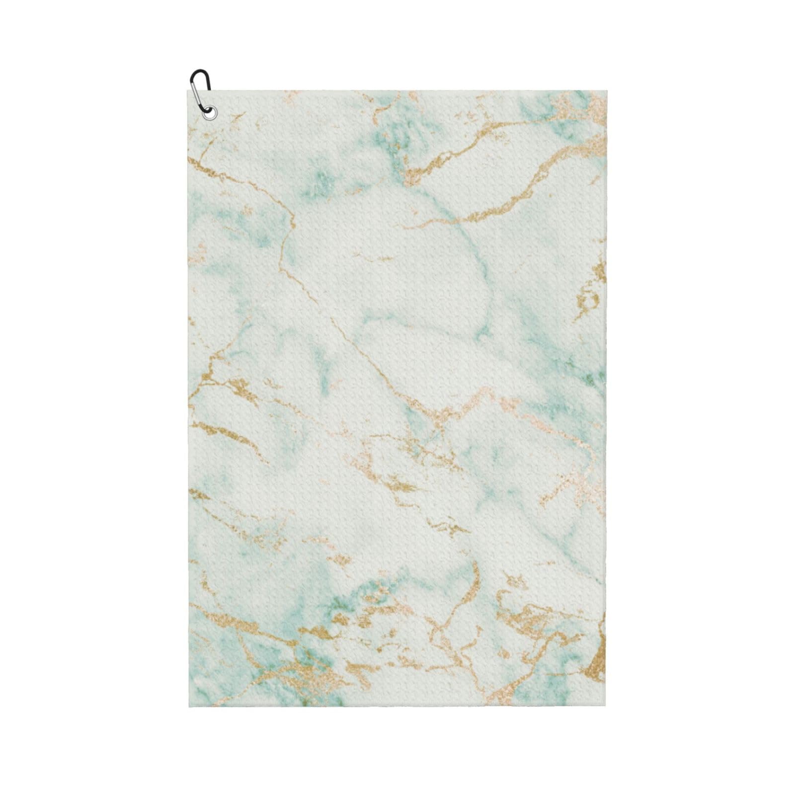 Hnnkloy White Mint Green Marble Gold Gray Glam, 16x24 in Portable Waffle Golf Towels with Carabiner Clip for Golf Bag