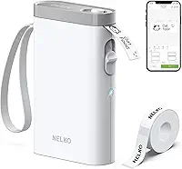 Nelko Máquina de etiquetar com fita, impressora de etiquetas Bluetooth P21, mini etiquetadora sem fio com vários modelos para organizar o escritório em casa, branca