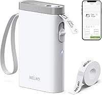 Nelko Máquina de etiquetar com fita, impressora de etiquetas Bluetooth P21, mini etiquetadora sem fio com vários modelos para organizar o escritório em casa, branca
