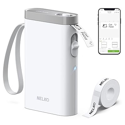 Nelko Label Maker Machine with Tape, P21 Bluetooth Label Printer, Wireless Mini Label Makers with Multiple Templates for School Office Home, White