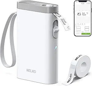 Nelko Label Maker Machine with Tape, P21 Bluetooth Label Printer, Wireless Mini Label Makers with Multiple Templates for Organizing Office Home, White