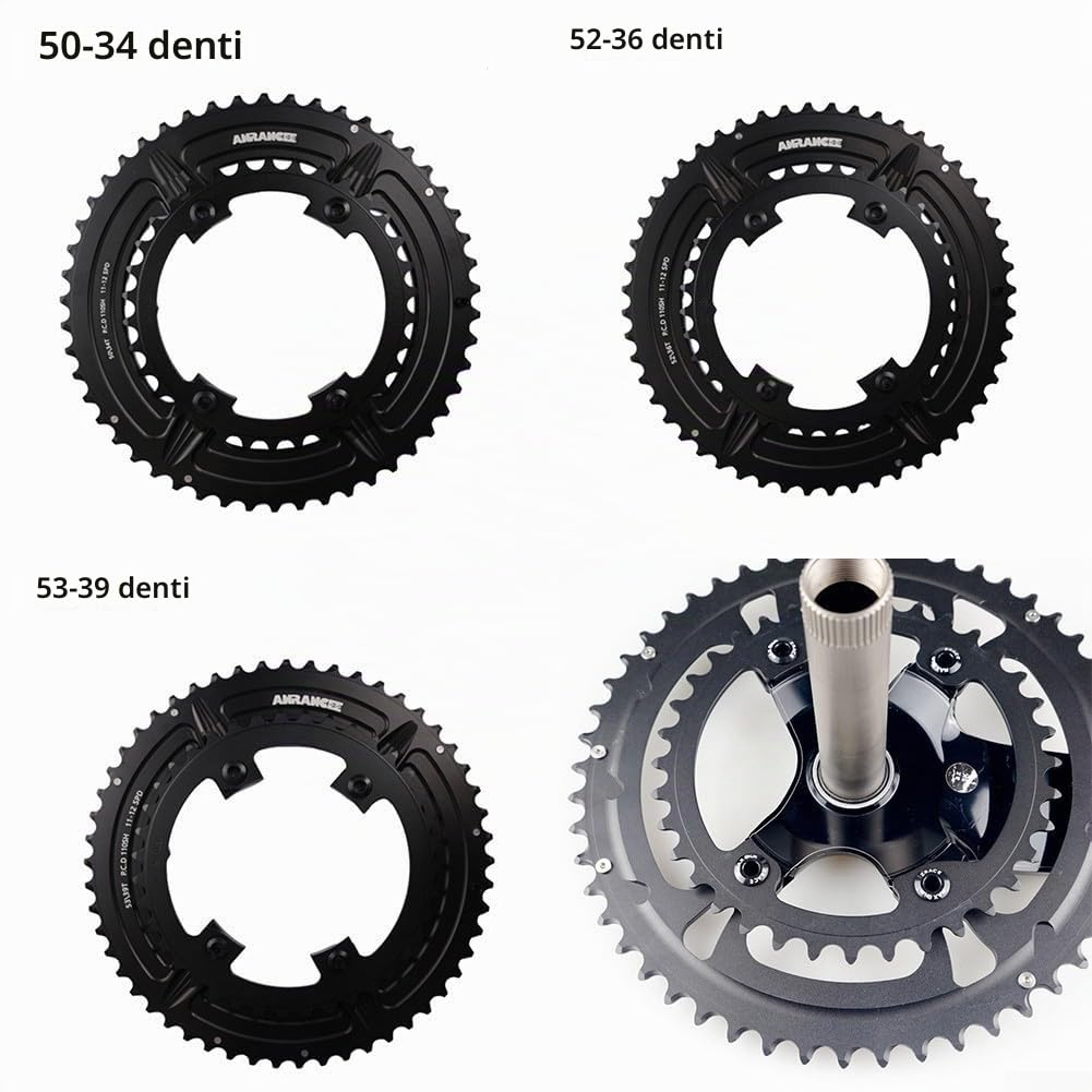 Corona doppia per bici da strada, 2 pezzi di ricambio per corona da strada per Shimano R7000, R8000 R6800 5800 (34/50T)