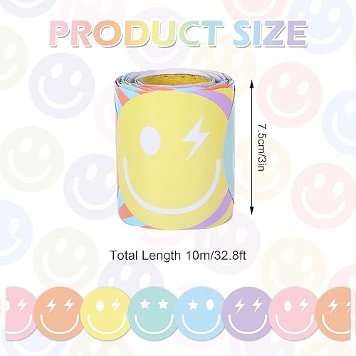 Miniatura 9 de AnyDesign - Rollo de 32.8 pies para tablón de anuncios, diseño de cara feliz, diseño motivacional con sonrisa troquelada, para aula, pizarra y