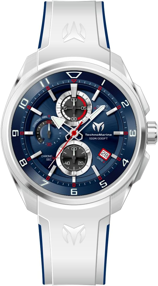 TechnoMarine Ocean Quantum Men's Watch - 44mm, White, Blue (TM-318135)