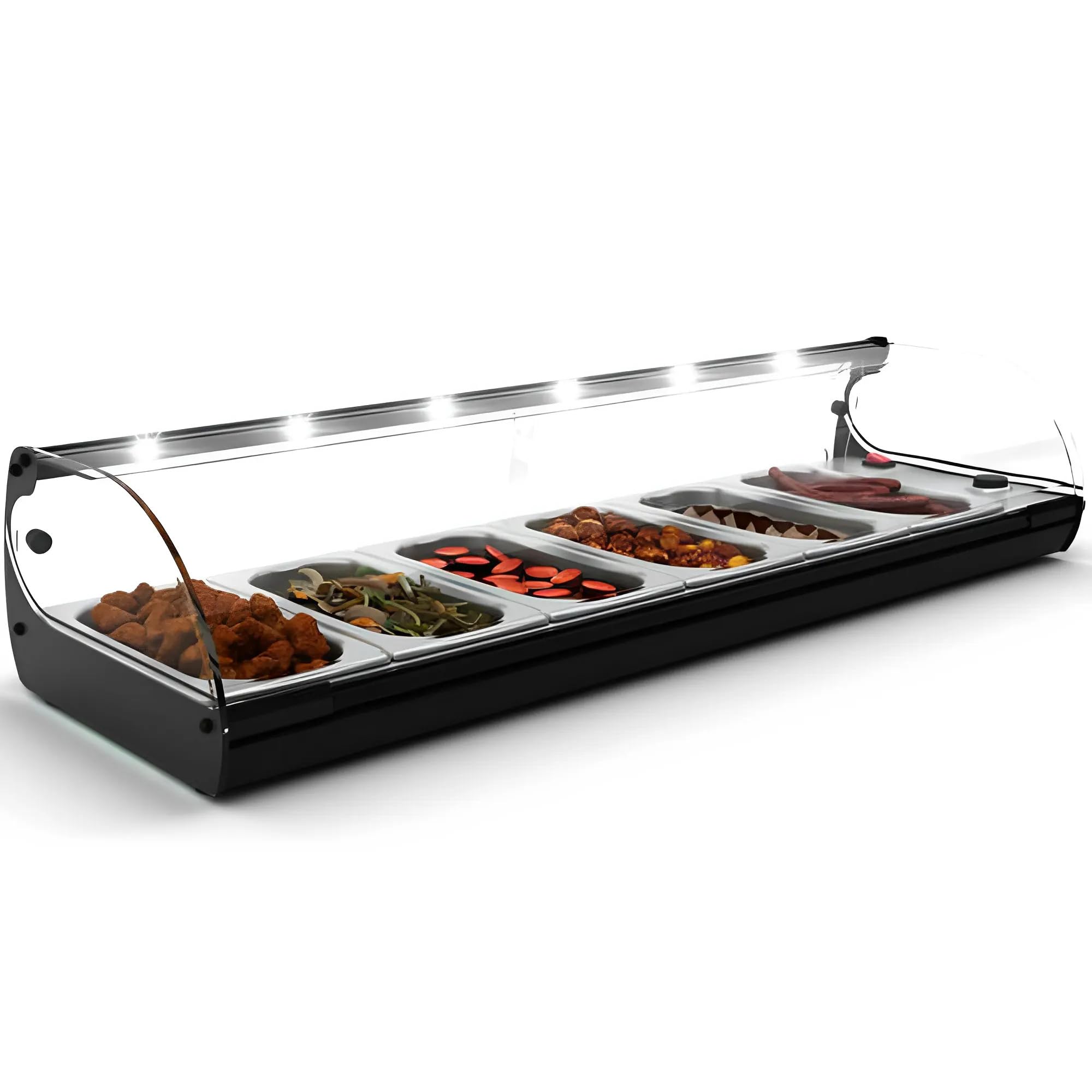 Vitrine chauffante à tapas 6 bacs avec LED - MBH
