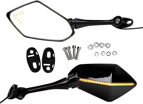 Miniatura 1 de Minho Espejo retrovisor LED Racing negro espejo lateral convexo para motocicleta con señal de giro para bicicleta deportiva Honda CBR600RR 2003-2011