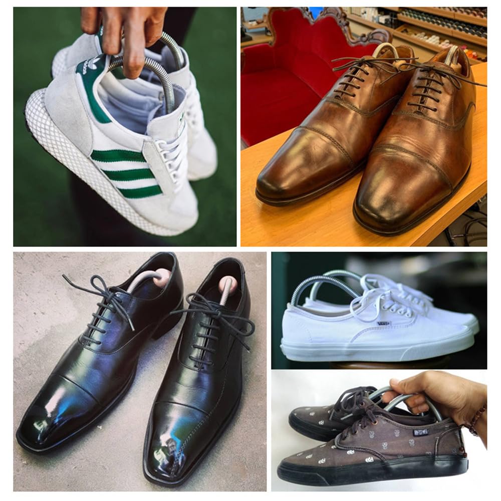 EchoDone 4 pares de estiradores de madera para zapatos para hombre, bobina de resorte, ajustable, unisex, talla grande para hombres y mujeres, moldeador de madera para mujer, talla 10 a 13.5, talla de
