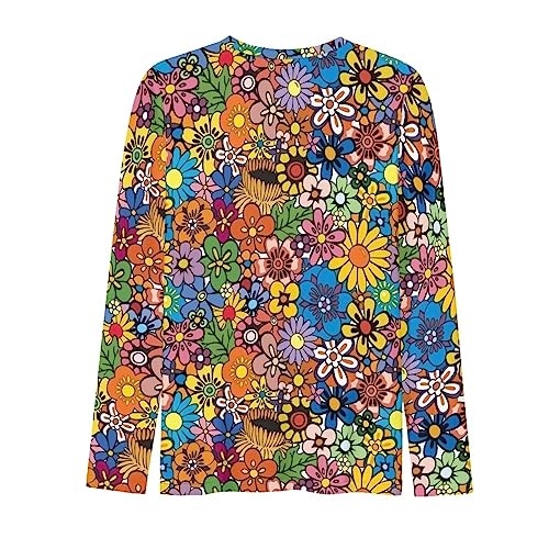 Eheartsgir P28 Hippie Flowers Women'S Graphic Print Long Sleeve Shirts Workout Tee Shirts Round Neck Casual T Shirt Top thumb #2